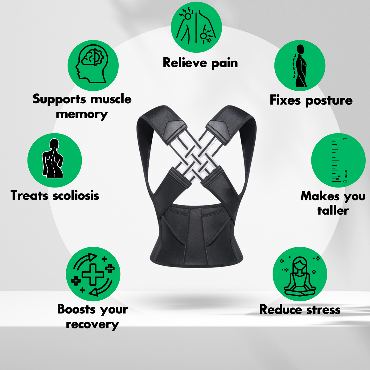 PostureAlign™ Adjustable Upper-Back Support Brace